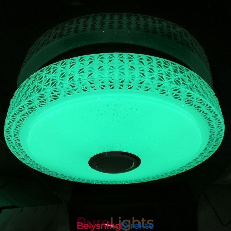 Dekorativ Taklampe Med Fjernkontroll Og Appkontroll Bluetooth-Høyttaler Med Musikk, Innfelt Montering