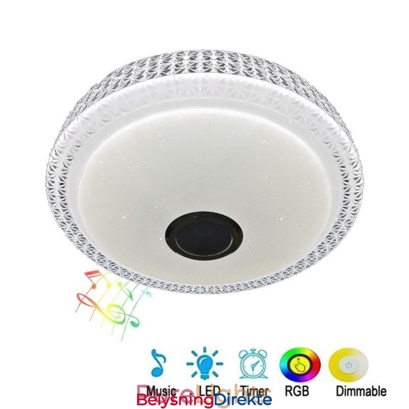 Dekorativ Taklampe Med Fjernkontroll Og Appkontroll Bluetooth-Høyttaler Med Musikk, Innfelt Montering