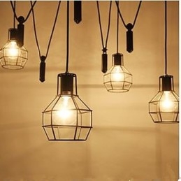 Spisestue Sittende Lysekrone Amerikanske Landlige Lamper Og Lanterner Løft Små Bur Dråpelys