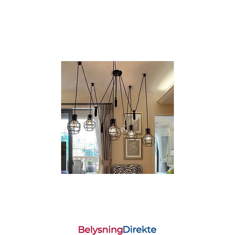 Spisestue Sittende Lysekrone Amerikanske Landlige Lamper Og Lanterner Løft Små Bur Dråpelys