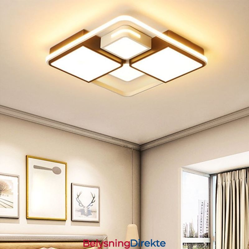 Moderne, Innfelt Taklampe I Akryl, Firkantet, Svart Og Hvit Lampe