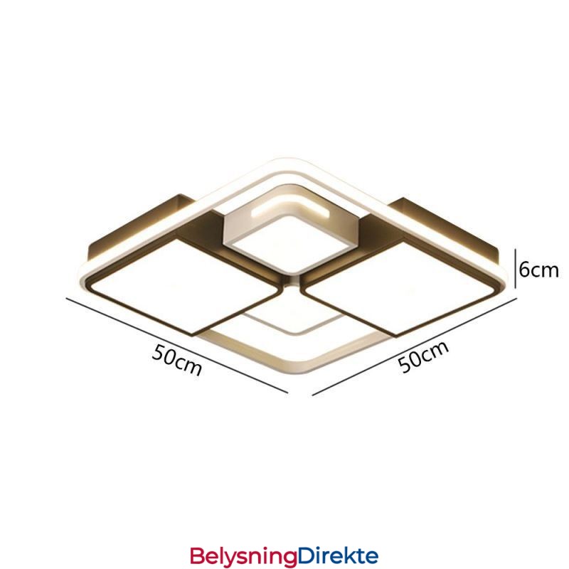 Moderne, Innfelt Taklampe I Akryl, Firkantet, Svart Og Hvit Lampe