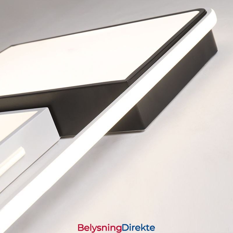 Moderne, Innfelt Taklampe I Akryl, Firkantet, Svart Og Hvit Lampe