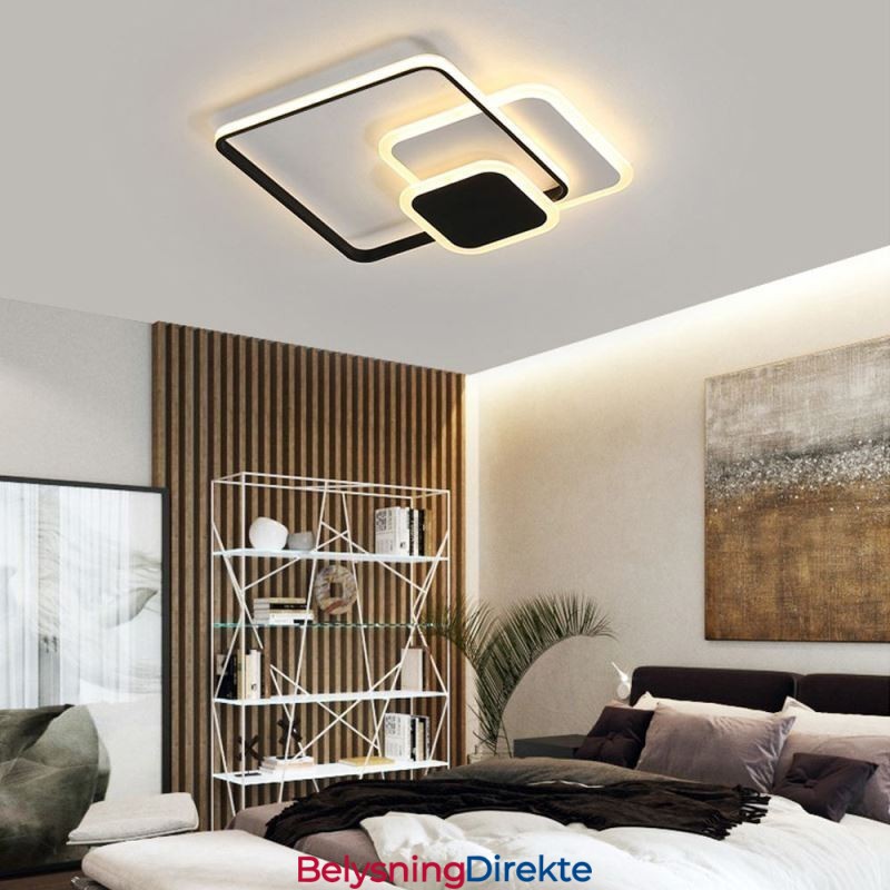 Dekorativ Taklampe Med Firkantede Rammer Og Innfelt Montering