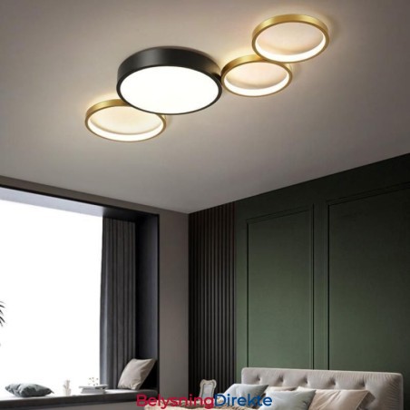 Rings Innfelt Taklampe Unik Svart + Gull Lampeskjermbelysning