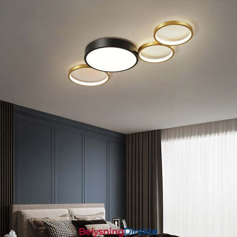 Rings Innfelt Taklampe Unik Svart + Gull Lampeskjermbelysning