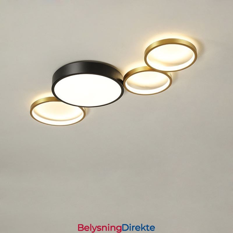 Rings Innfelt Taklampe Unik Svart + Gull Lampeskjermbelysning