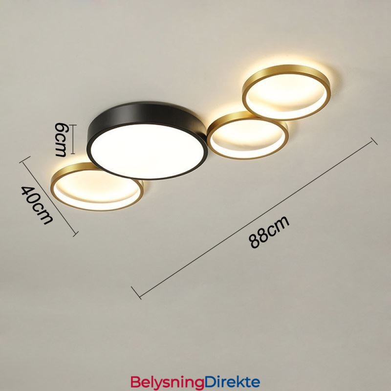 Rings Innfelt Taklampe Unik Svart + Gull Lampeskjermbelysning