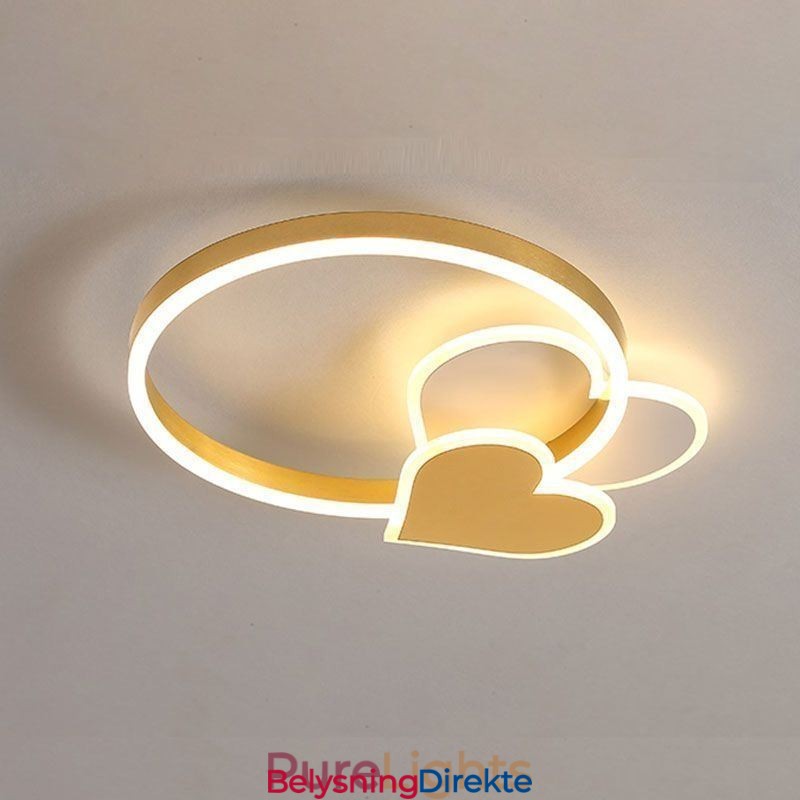 Moderne Akryl, Innfelt, Gullfarget, Dobbelthjertetaklampe