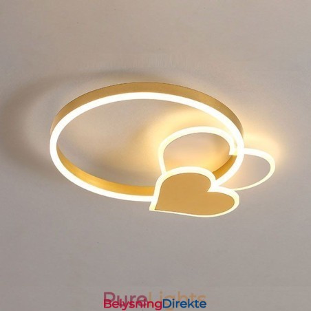 Moderne Akryl, Innfelt, Gullfarget, Dobbelthjertetaklampe