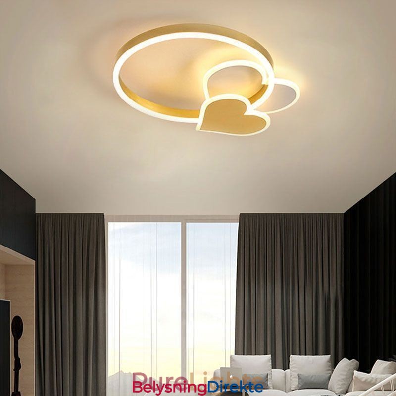 Moderne Akryl, Innfelt, Gullfarget, Dobbelthjertetaklampe