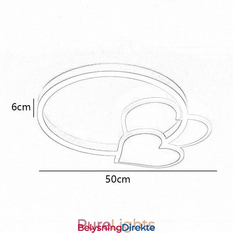 Moderne Akryl, Innfelt, Gullfarget, Dobbelthjertetaklampe