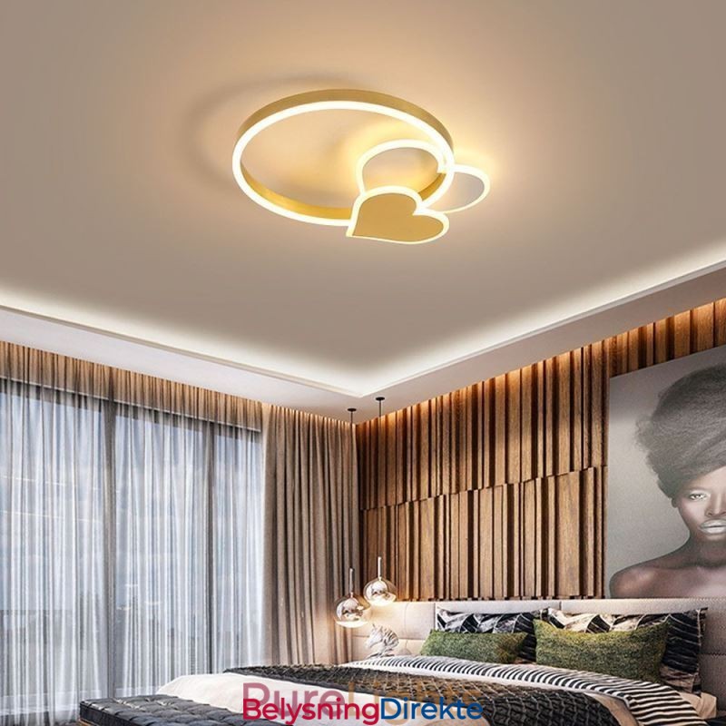 Moderne Akryl, Innfelt, Gullfarget, Dobbelthjertetaklampe