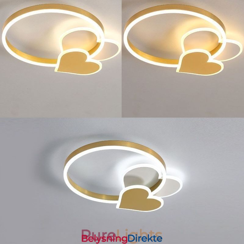 Moderne Akryl, Innfelt, Gullfarget, Dobbelthjertetaklampe