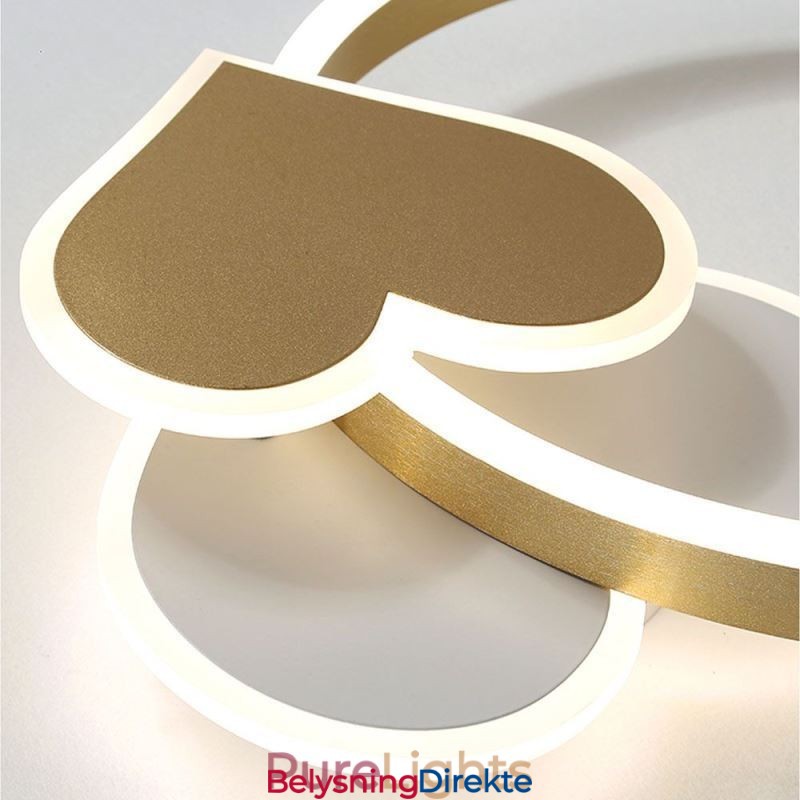 Moderne Akryl, Innfelt, Gullfarget, Dobbelthjertetaklampe