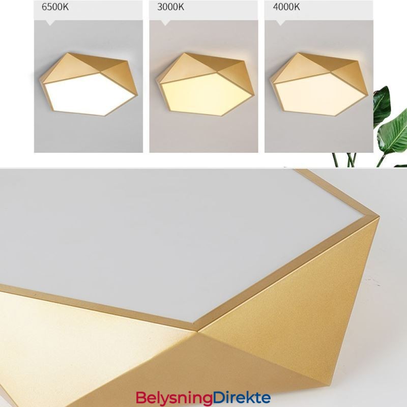 Gull Geometrisk Innfelt Akryl Taklampe