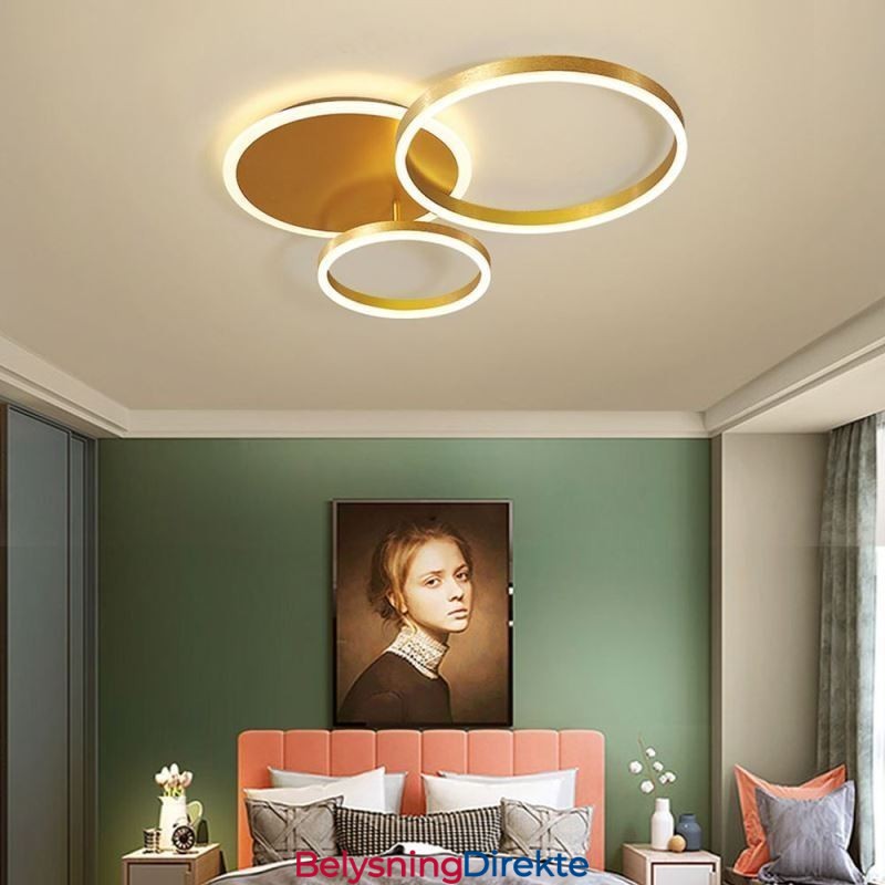 Moderne, Innfelt, Rund, Gullfarget Taklampe