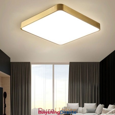 Minimalistisk Akryl Firkantet Gullfarget Taklampe I Innfelt Form