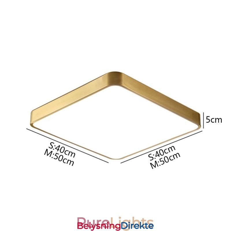 Minimalistisk Akryl Firkantet Gullfarget Taklampe I Innfelt Form