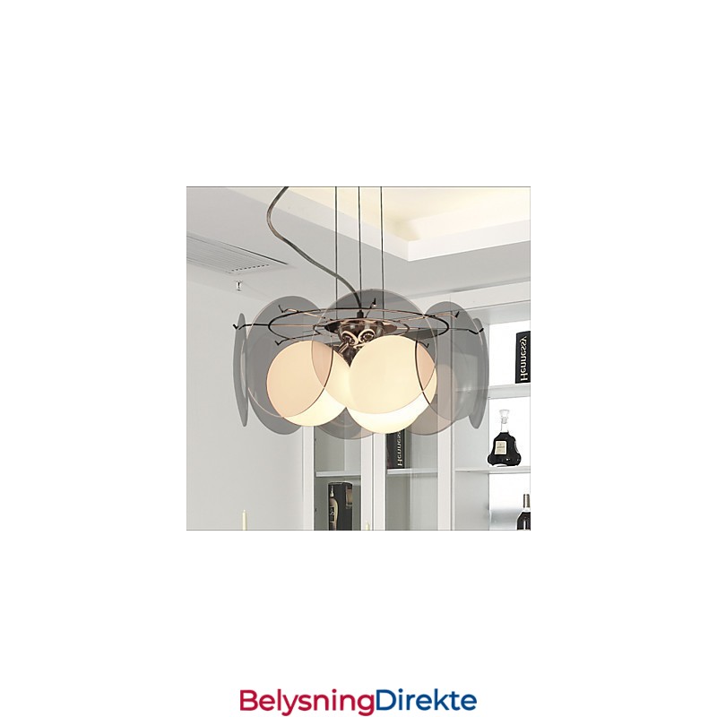 Enkel, Moteriktig Lysekrone I Lys, Røykgrå Glass – Milano