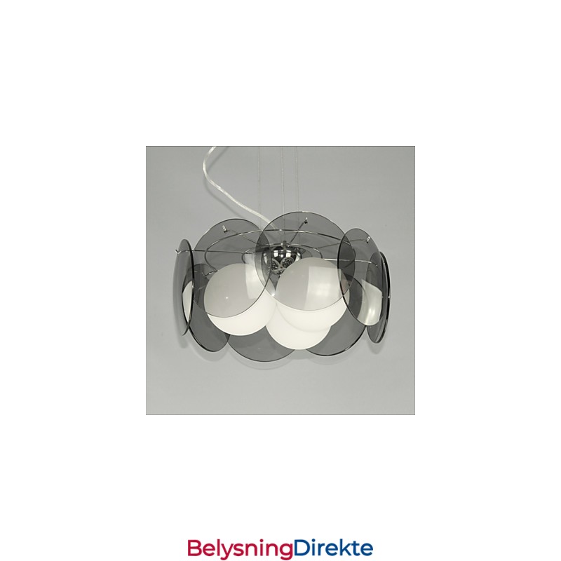 Enkel, Moteriktig Lysekrone I Lys, Røykgrå Glass – Milano