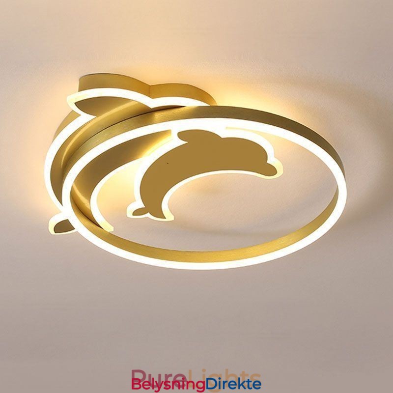 Gullfarget Dolphin Taklampe Med Innfelt Takmontering