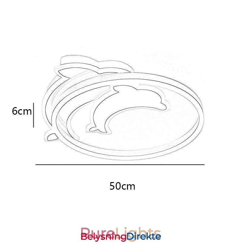 Gullfarget Dolphin Taklampe Med Innfelt Takmontering