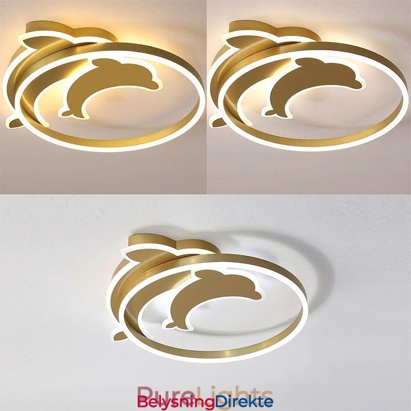 Gullfarget Dolphin Taklampe Med Innfelt Takmontering