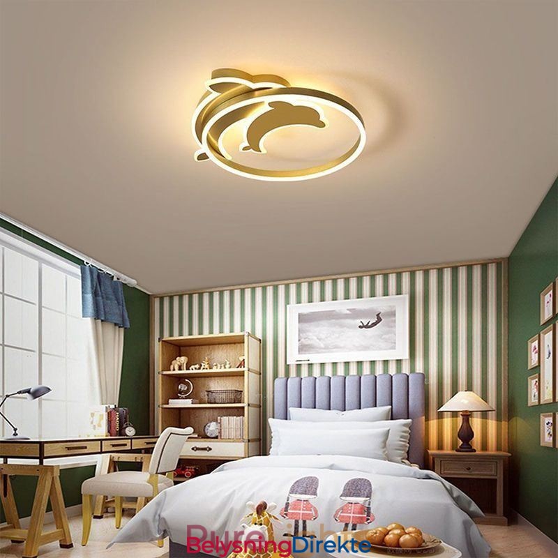 Gullfarget Dolphin Taklampe Med Innfelt Takmontering