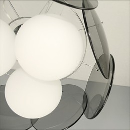 Enkel, Moteriktig Lysekrone I Lys, Røykgrå Glass – Milano