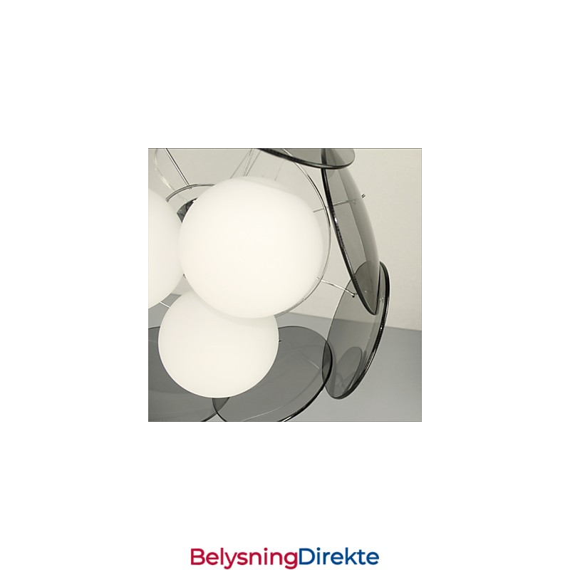 Enkel, Moteriktig Lysekrone I Lys, Røykgrå Glass – Milano