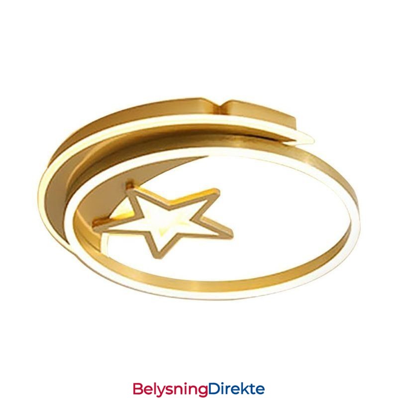 Månestjerne Innfelt Taklampe I Gullfarget Akryl