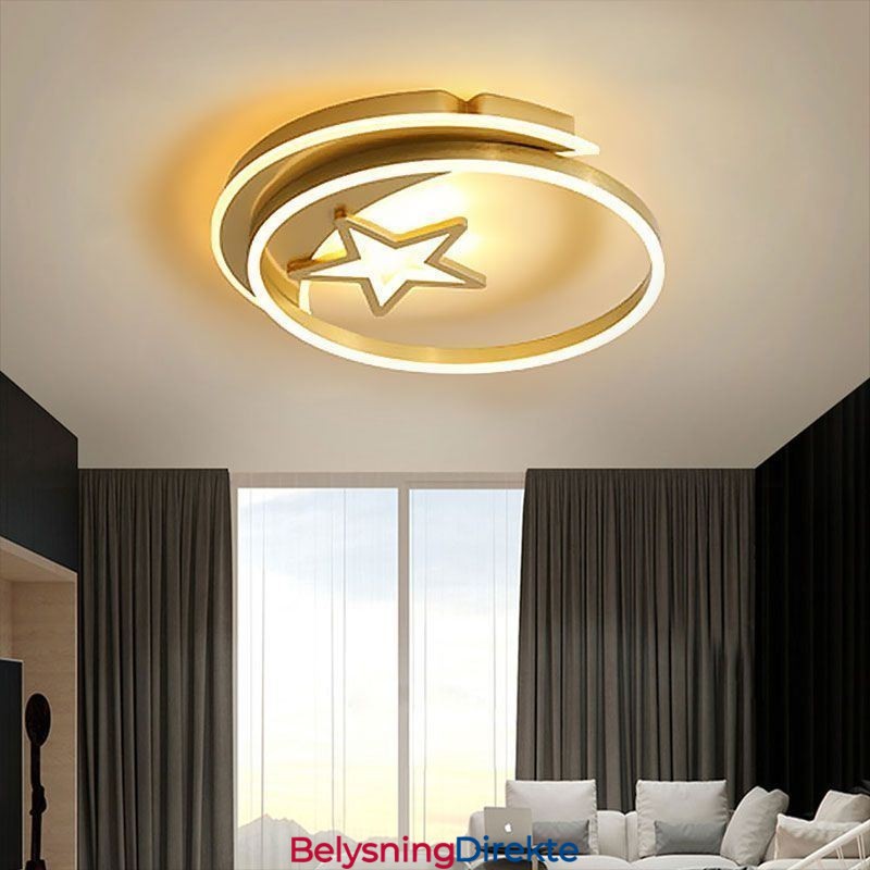 Månestjerne Innfelt Taklampe I Gullfarget Akryl