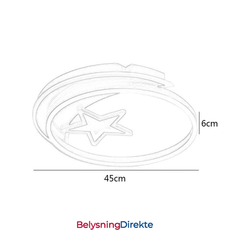 Månestjerne Innfelt Taklampe I Gullfarget Akryl