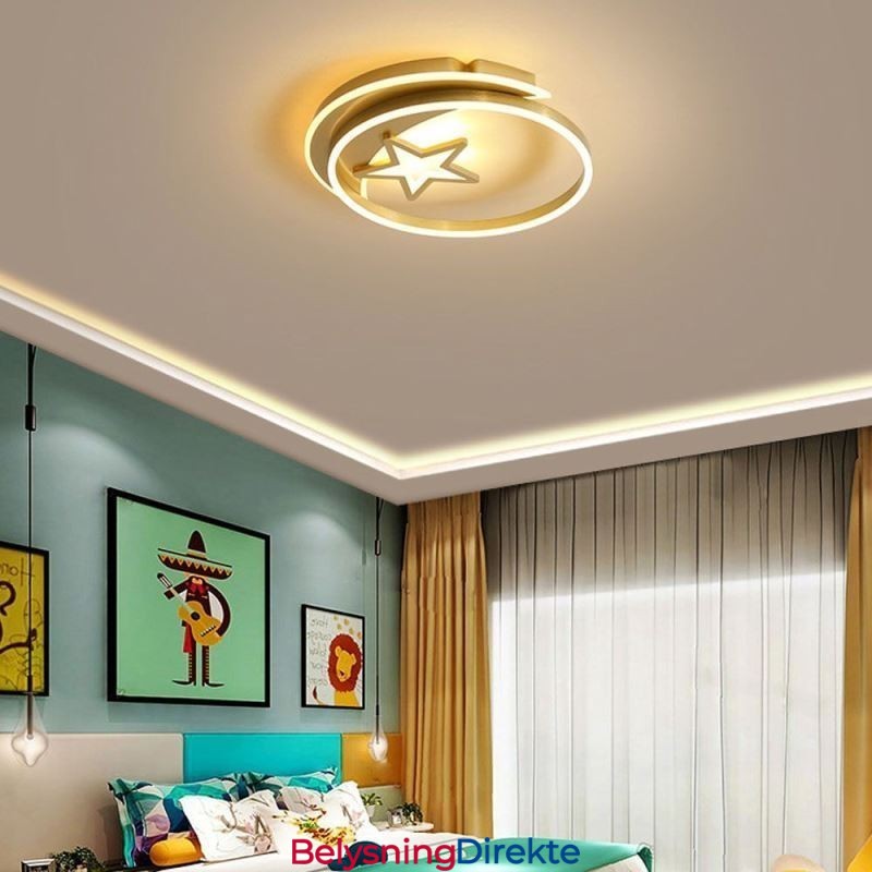 Månestjerne Innfelt Taklampe I Gullfarget Akryl