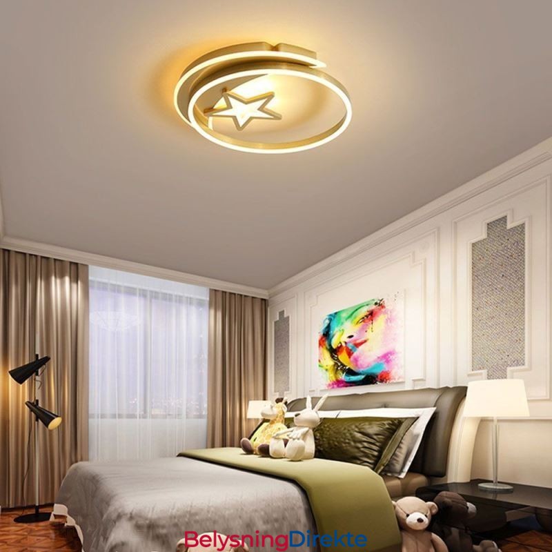 Månestjerne Innfelt Taklampe I Gullfarget Akryl