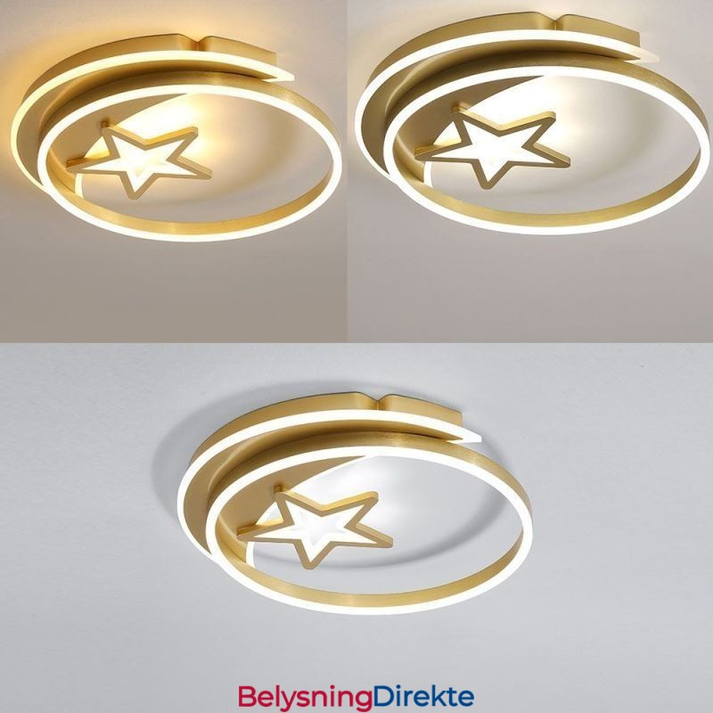 Månestjerne Innfelt Taklampe I Gullfarget Akryl