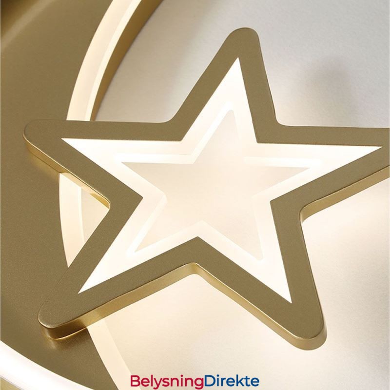 Månestjerne Innfelt Taklampe I Gullfarget Akryl