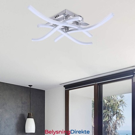 Moderne, Enkel, Innfelt Akryl Taklampe Med 4 Lys, Bølgeformet