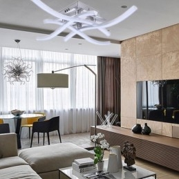 Moderne, Enkel, Innfelt Akryl Taklampe Med 4 Lys, Bølgeformet