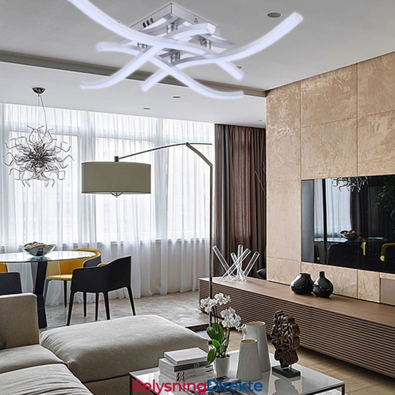 Moderne, Enkel, Innfelt Akryl Taklampe Med 4 Lys, Bølgeformet