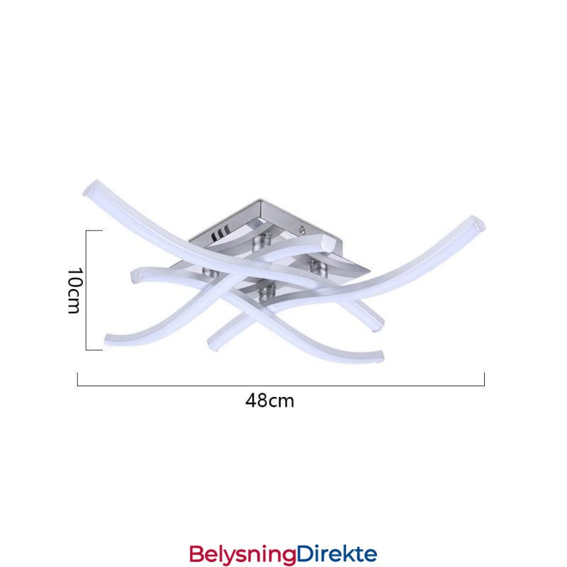 Moderne, Enkel, Innfelt Akryl Taklampe Med 4 Lys, Bølgeformet