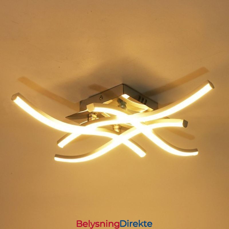 Moderne, Enkel, Innfelt Akryl Taklampe Med 4 Lys, Bølgeformet