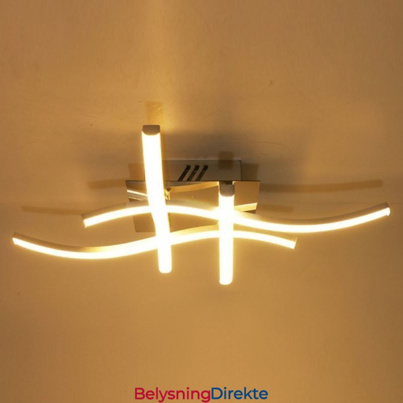 Moderne, Enkel, Innfelt Akryl Taklampe Med 4 Lys, Bølgeformet