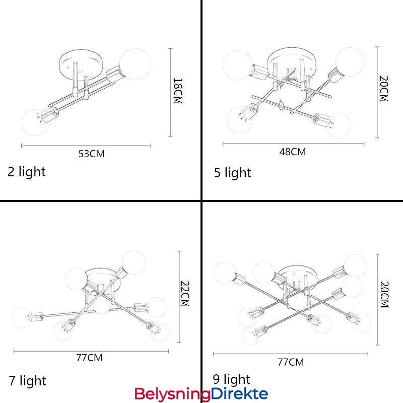 Simple Magic Beans Krysset Taklampe Med Innfelt Montering