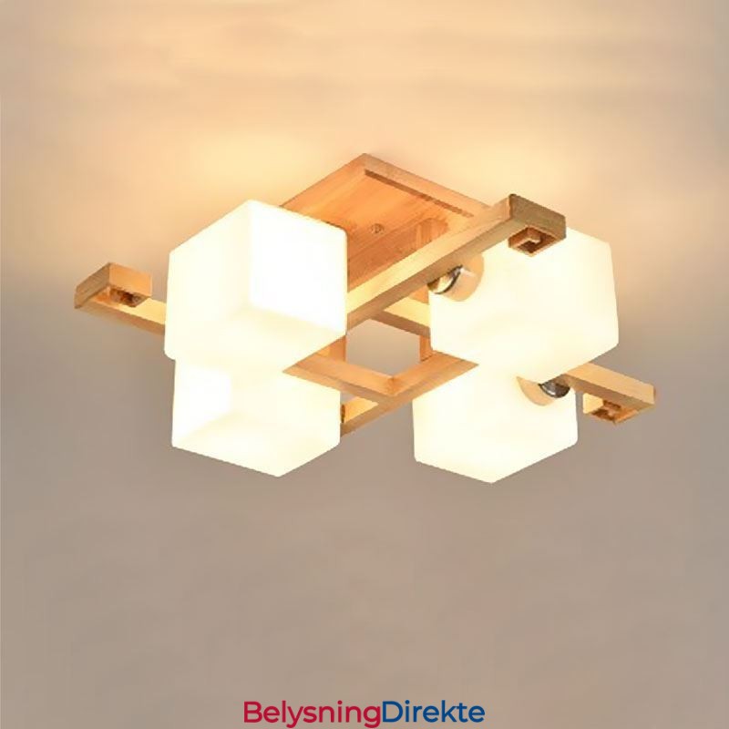 Nordisk Innfelt Taklampe Kreativ Varm Lampe I Massivt Tre