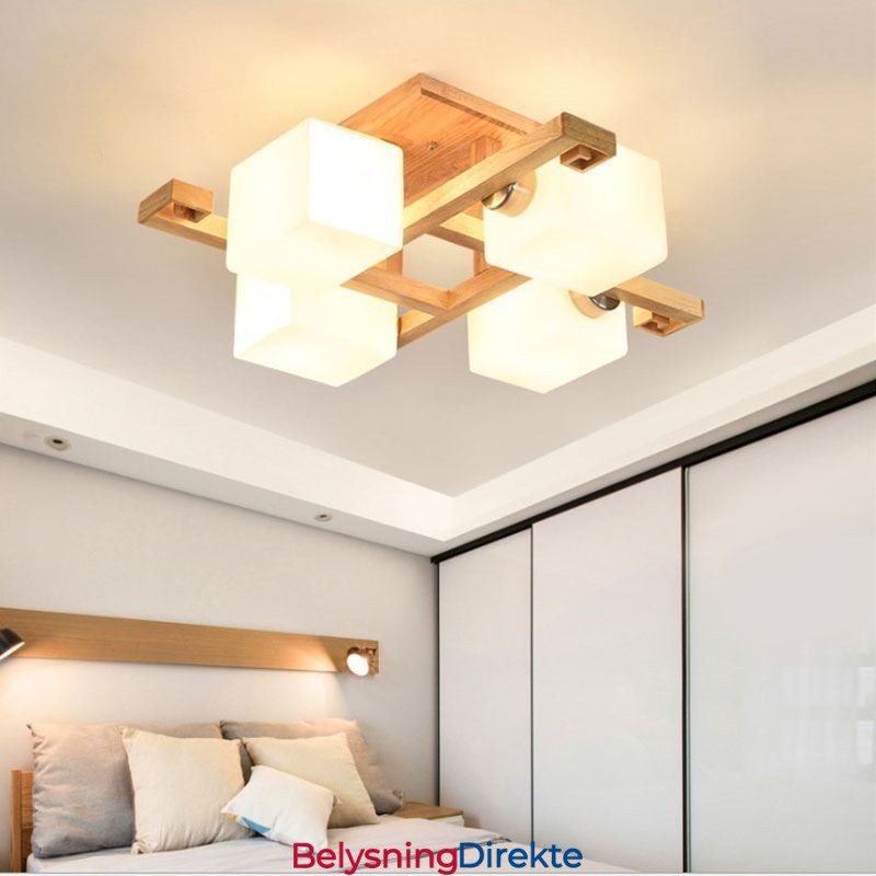 Nordisk Innfelt Taklampe Kreativ Varm Lampe I Massivt Tre