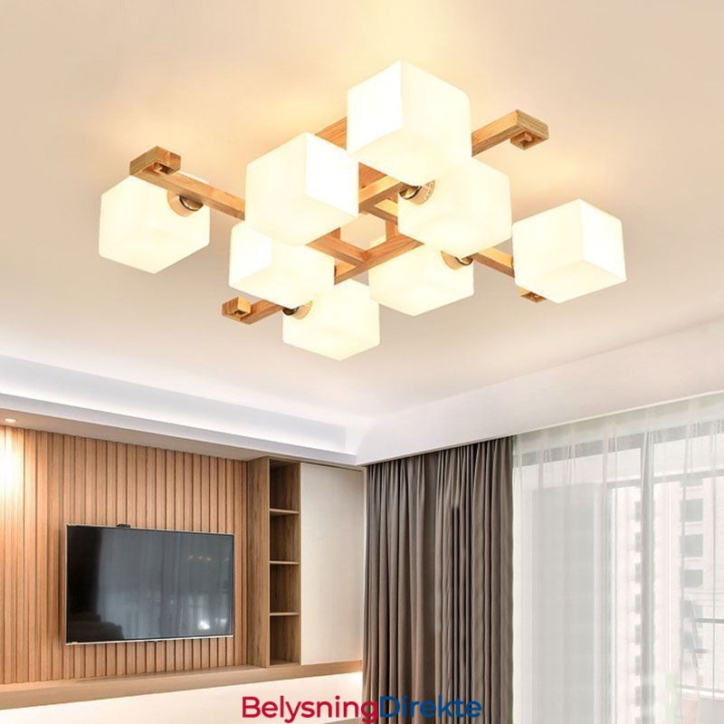 Nordisk Innfelt Taklampe Kreativ Varm Lampe I Massivt Tre