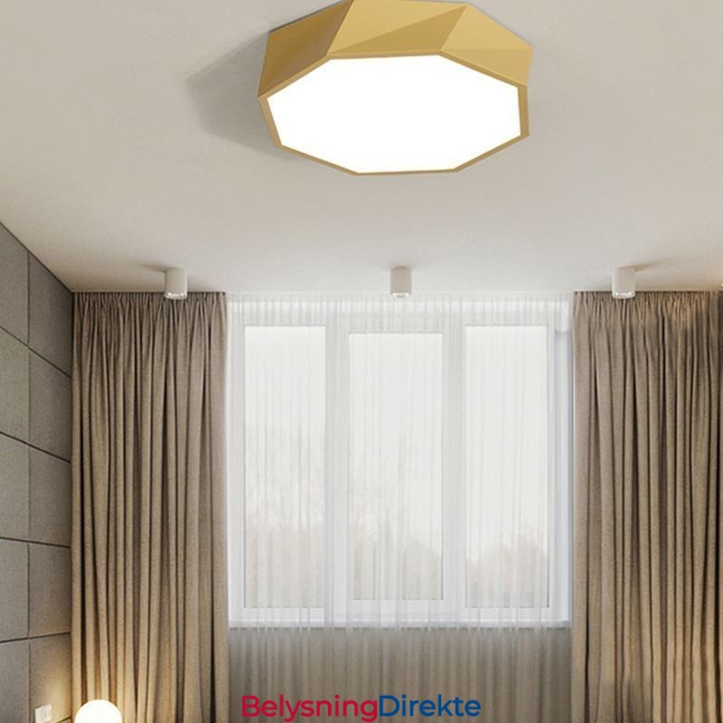 Moderne, Innfelt Taklampe Med Spesialdesign Og Åttekantet Design, Ultratynn Lampe