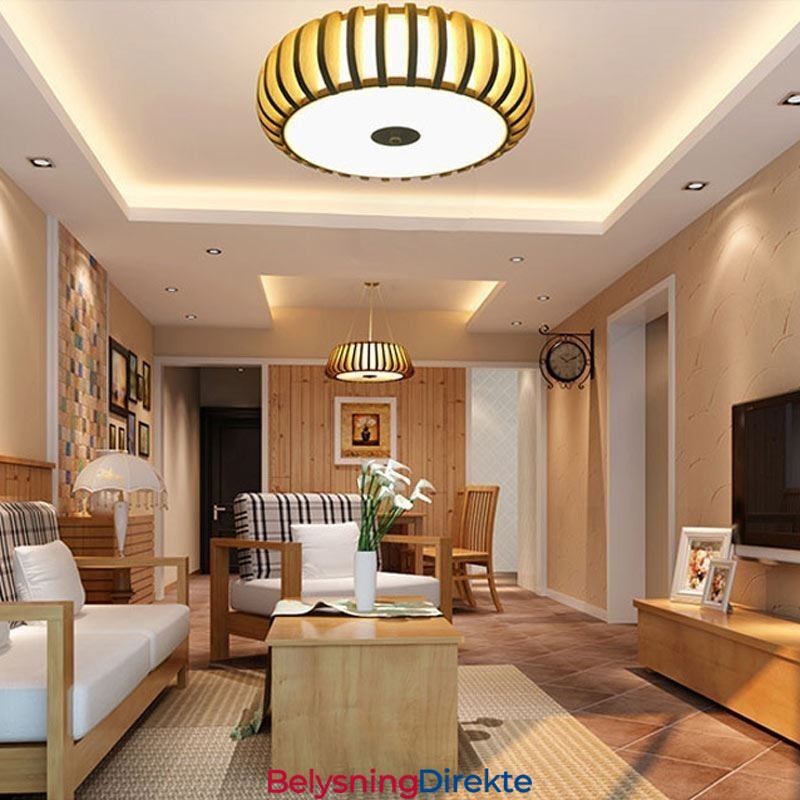 Landlig Bambus Innfelt Gresskarformet Takbelysning